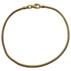 18k Gold Italy Popcorn Mesh Bracelet 2mm x 7.6" Long - Lobster Clasp